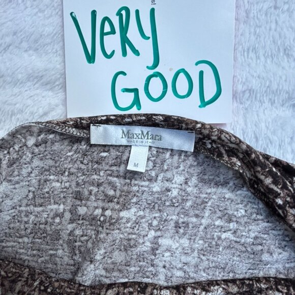 MaxMara Womens Brown Textured Knit Boat Neck Top Medium 3/4 Sleeve Made in Italy - Picture 4 of 7